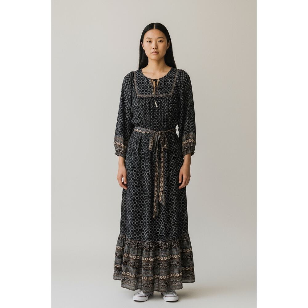 American Eagle AE77 Organic Cotton Boho Peasant Maxi Dress Tie Belt Size S NWT - Picture 2 of 12